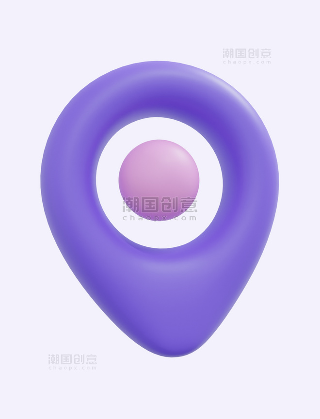 3D立体紫色办公位置定位图标