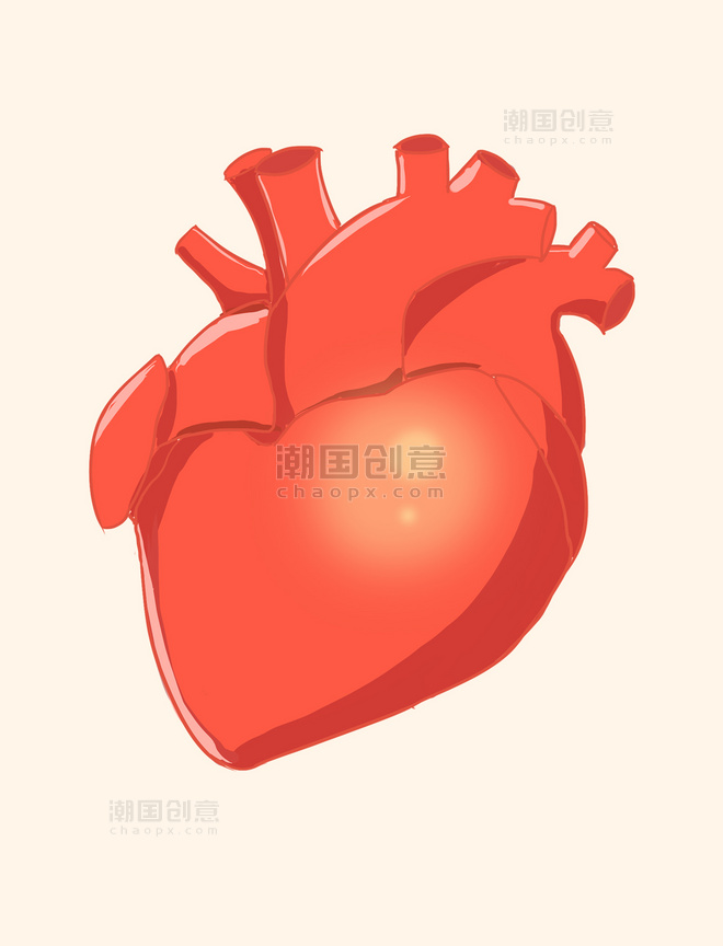 手绘卡通心脏器官免抠元素