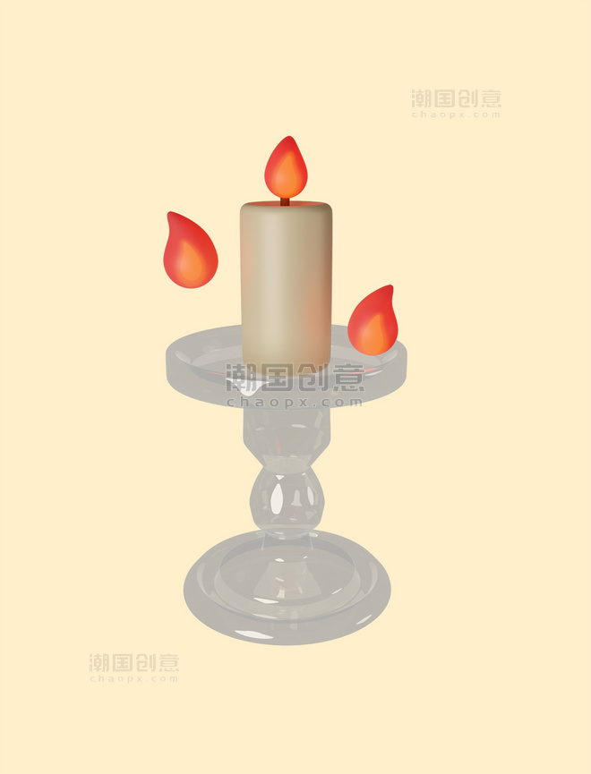 立体玻璃烛台蜡烛