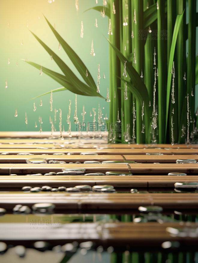 绿色竹子空景镜头背景