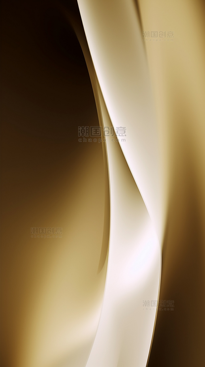 金色抽象光滑的曲线线条光泽手机壁纸
