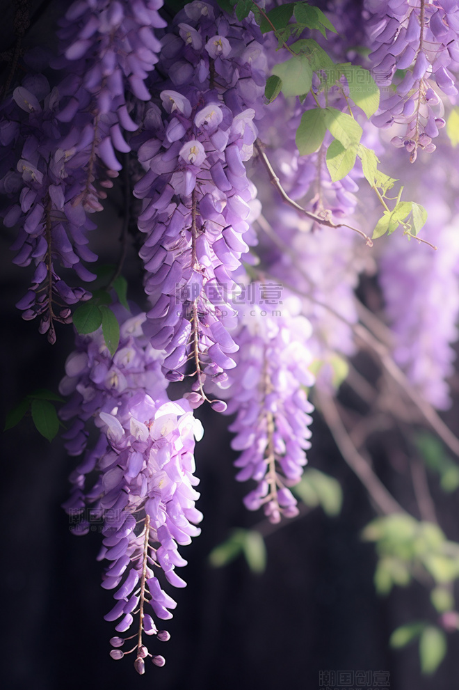 摄影图紫藤紫色的紫藤花