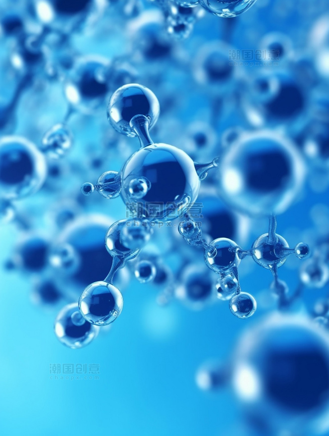 蓝色超高清营养分子医学结构背景