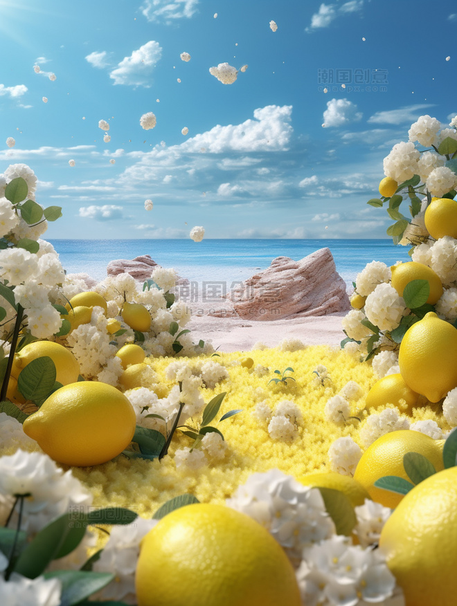 夏季避暑度假柠檬摄影图