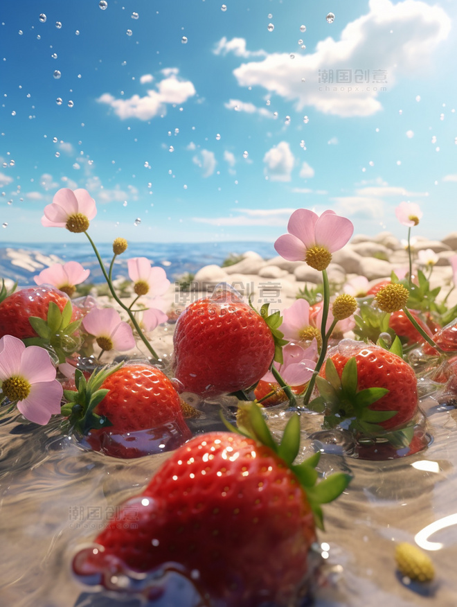 夏季清凉创意草莓水果