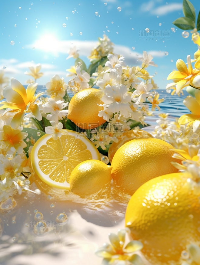 清凉夏季创意柠檬摄影