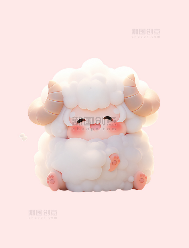 绵羊3d立体黏土动物卡通风格