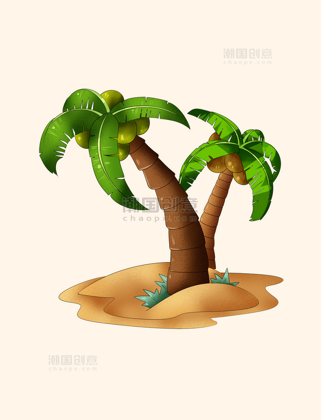 沙滩椰子树植物装饰图案