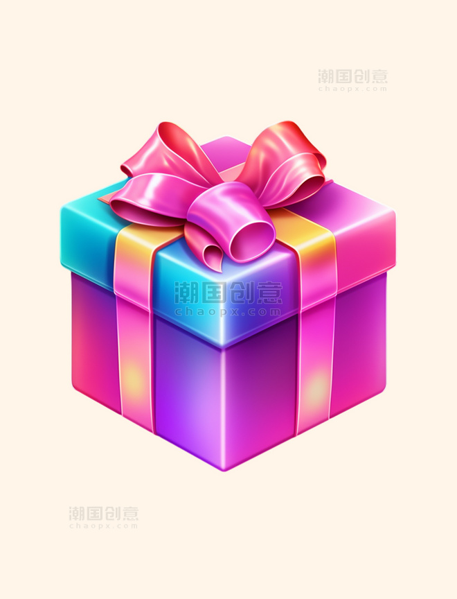 直播间礼物彩色渐变礼物盒图标免扣元素