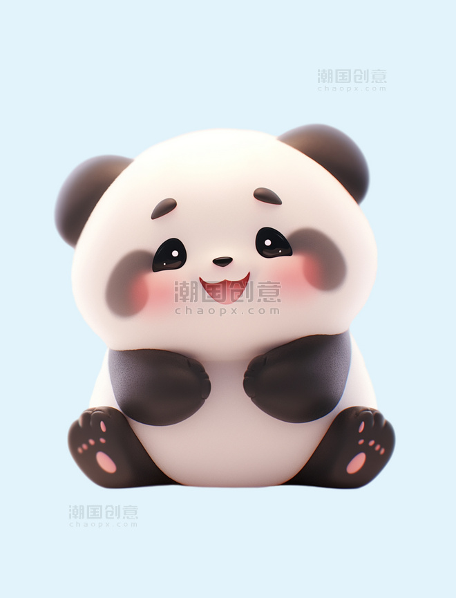 立体黏土动物可爱卡通熊猫