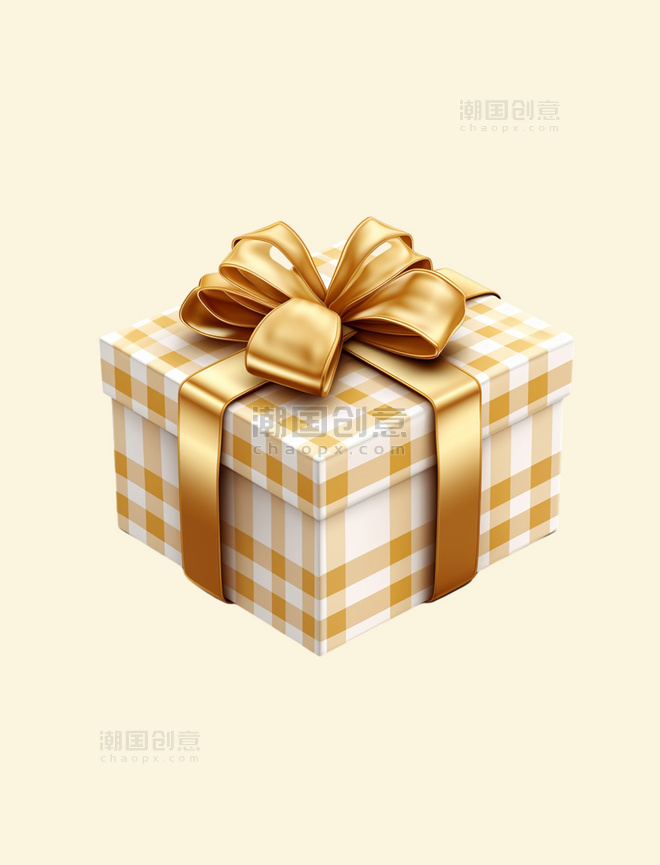 立体礼品盒包裹金色丝带