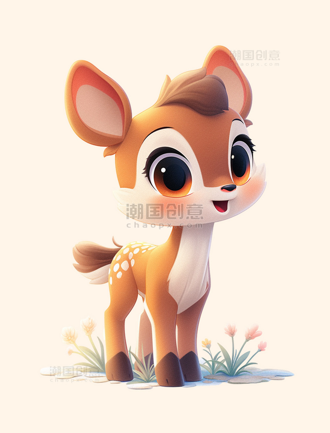 3DC4D立体可爱小鹿动物
