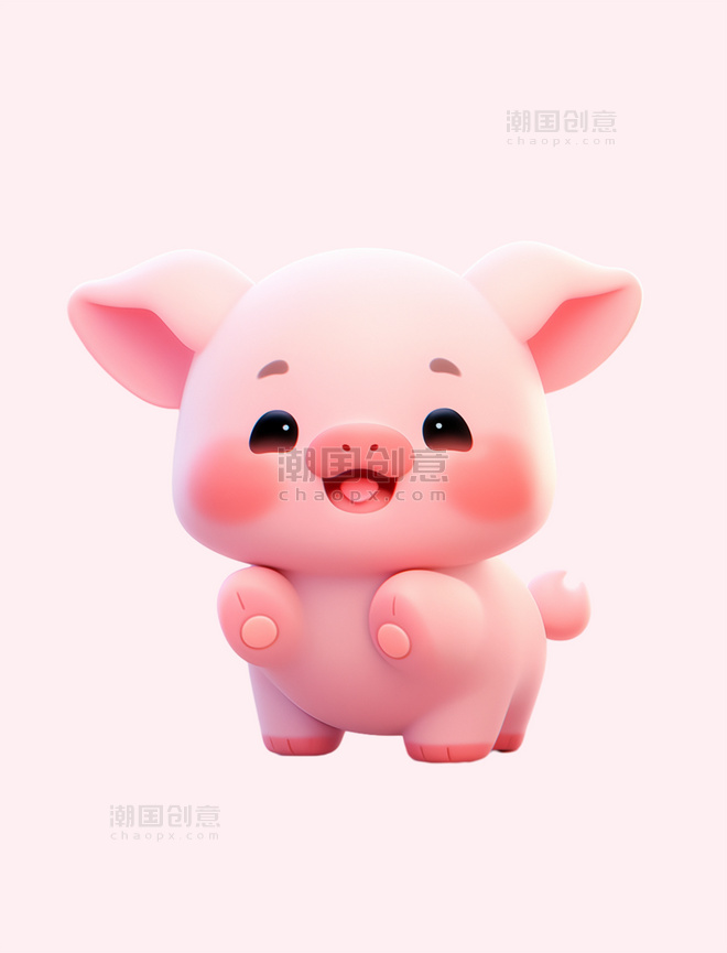 立体黏土动物可爱卡通小猪