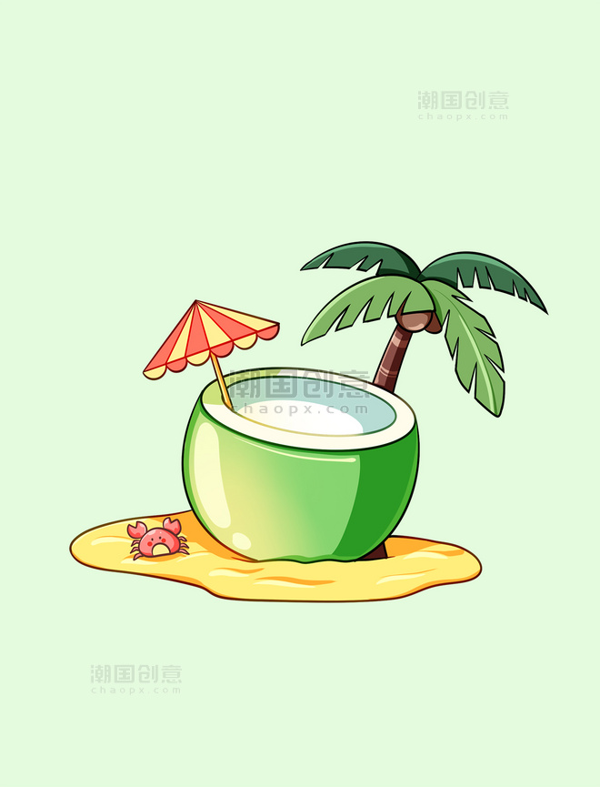 海滩椰子树椰汁