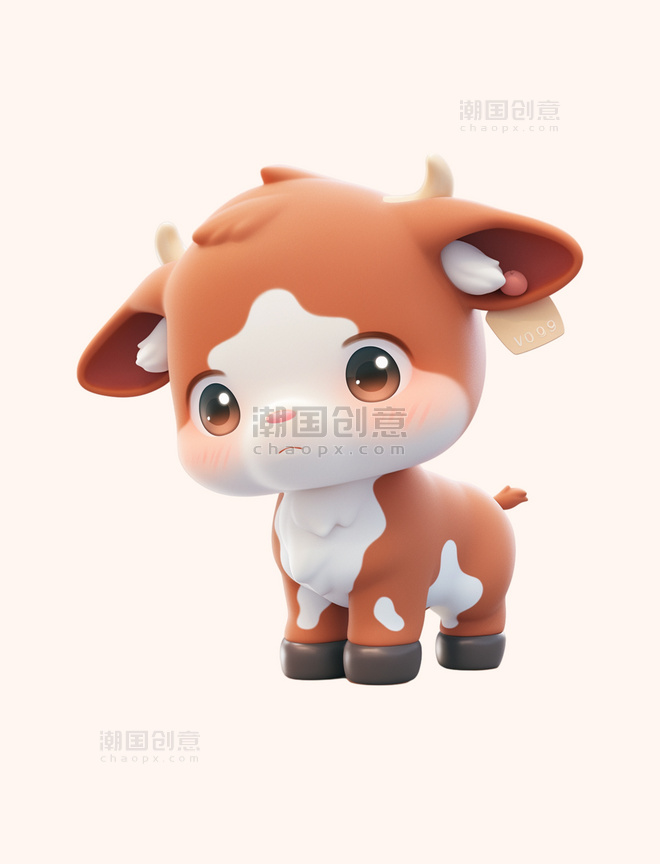 卡通可爱小牛3DC4D立体动物