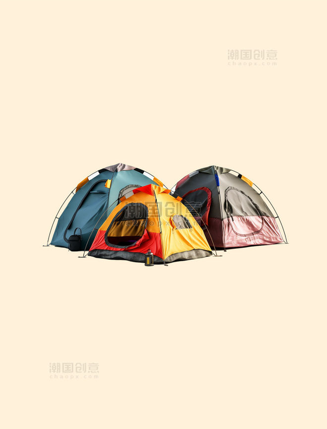 彩色手绘露营帐篷野营