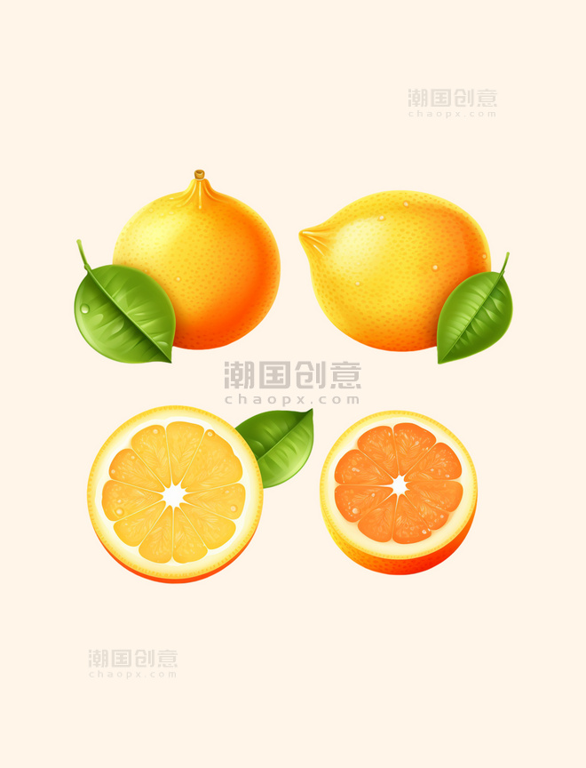美食柑橘水果的一半和四分之一楔形4