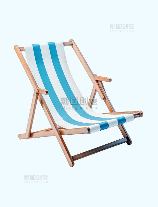 3DC4D立体夏日场景沙滩折叠躺椅元素