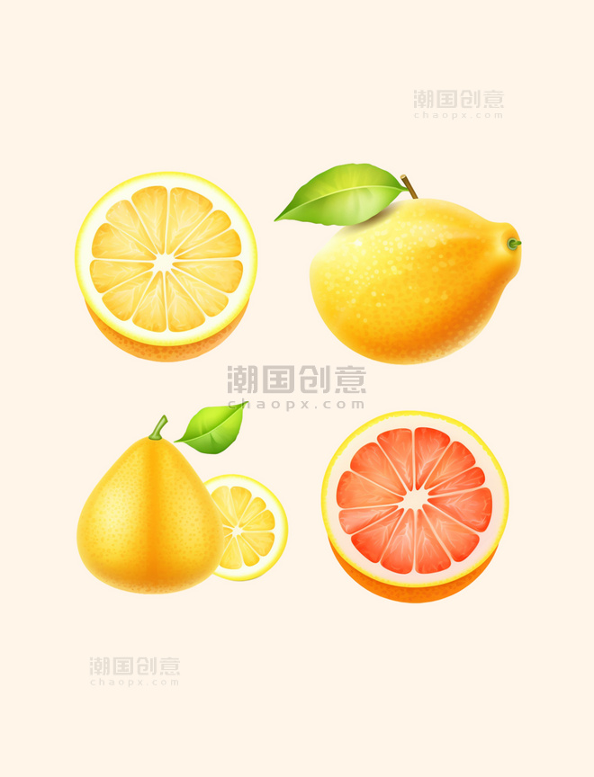 食物柑橘水果的一半和四分之一楔形4
