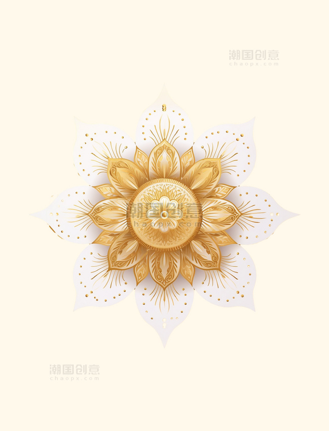 印度传统花卉加冕金色背景