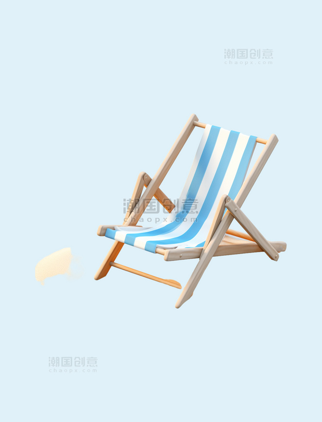 沙滩椅3DC4D立体夏日场景沙滩折叠躺椅