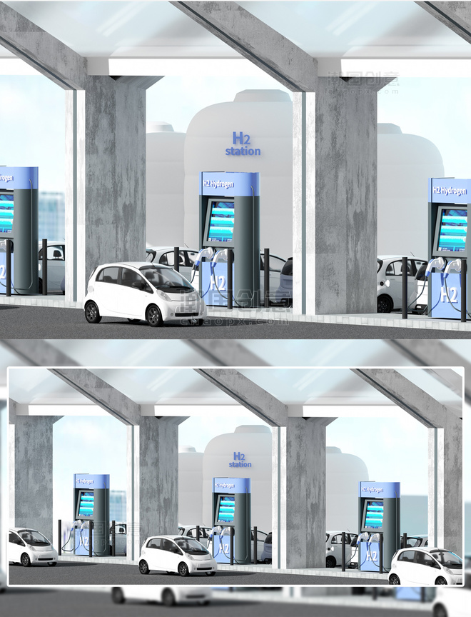 C4D氢能汽车3d场景图立体新能源