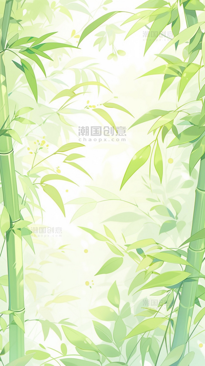竹子竹叶竹竿绿色叶子中国风竹林背景