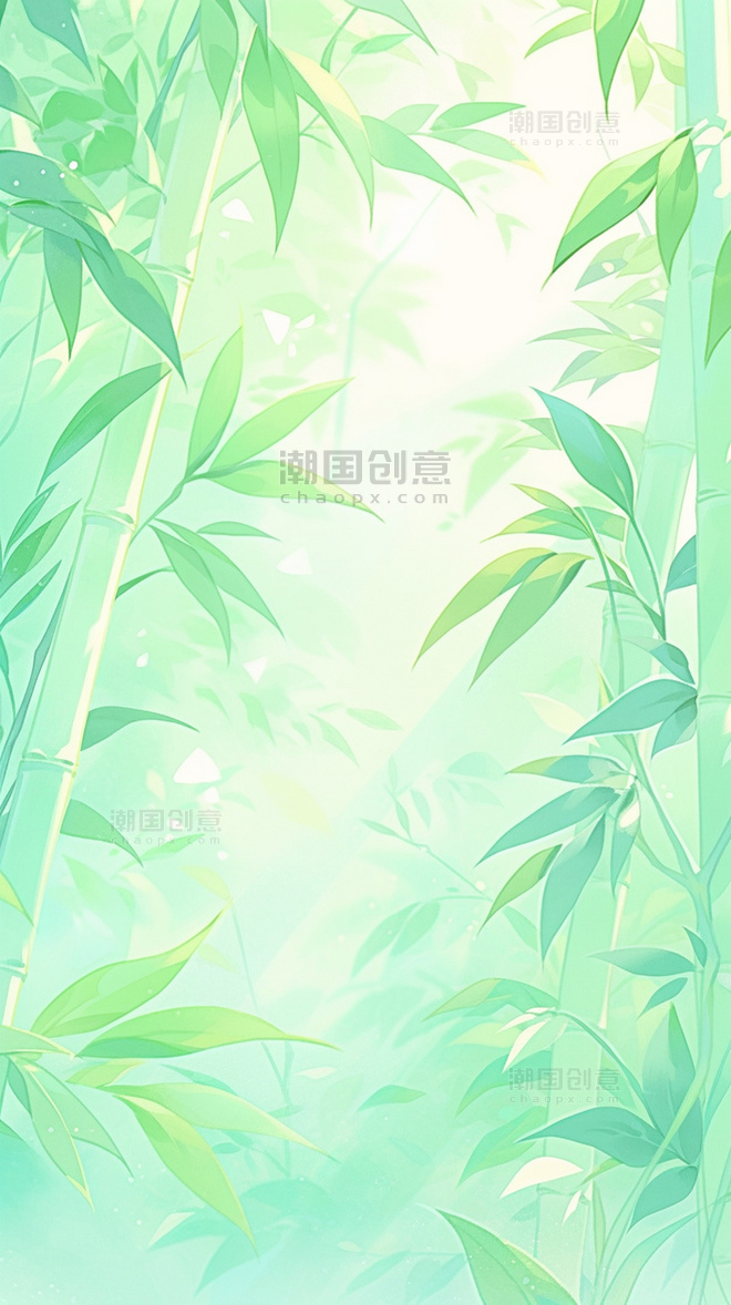 绿色竹子竹叶竹竿背景中国风竹林背景