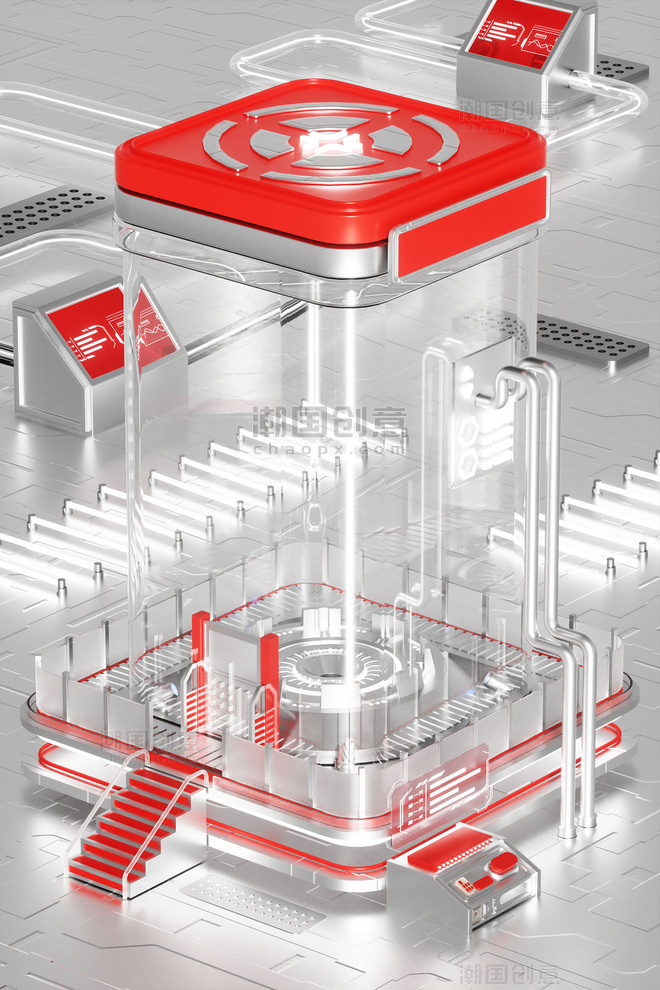 3D立体简约科技风产品展示柜电商场景