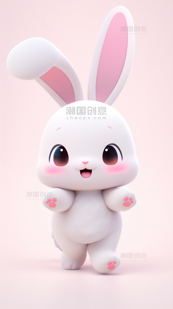 3D12生肖生肖兔插画