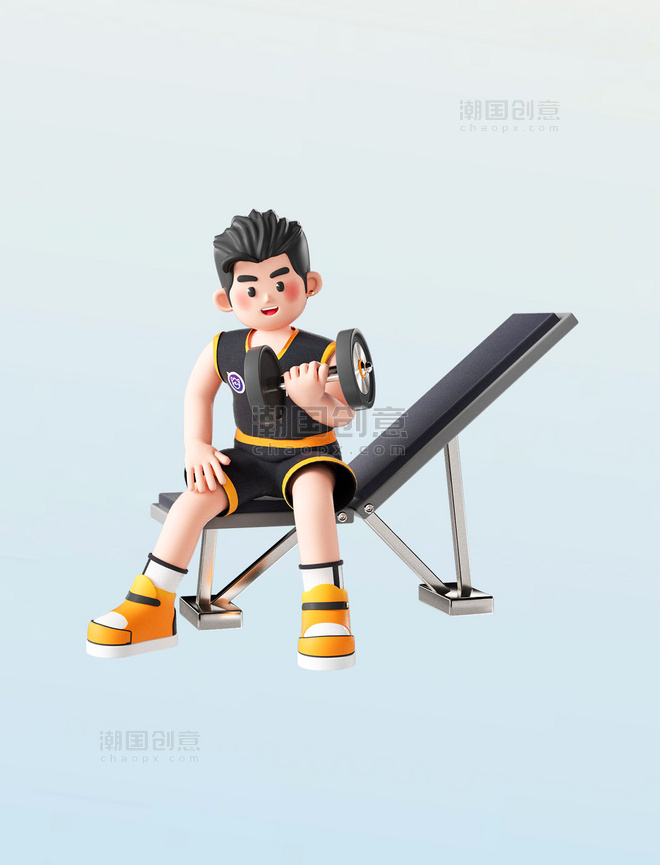 3D立体运动健身人物健身房锻炼形象
