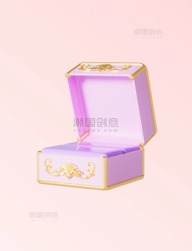3D立体七夕情人节戒指盒装饰盒元素