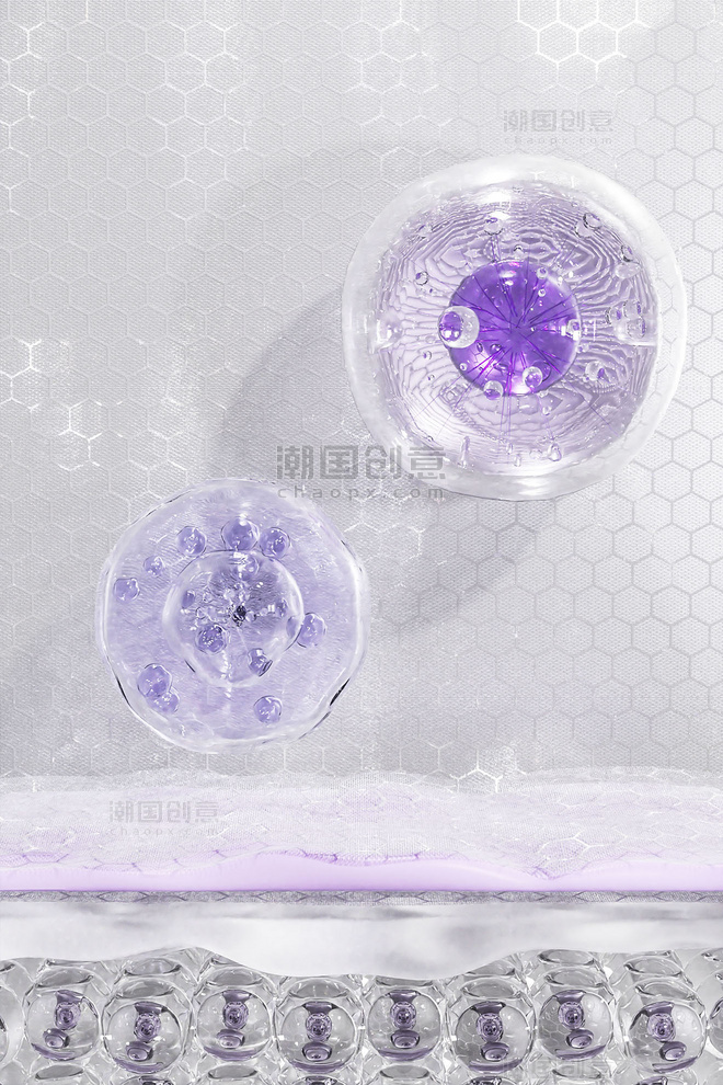 3D立体细胞层海报美妆美业分子背景