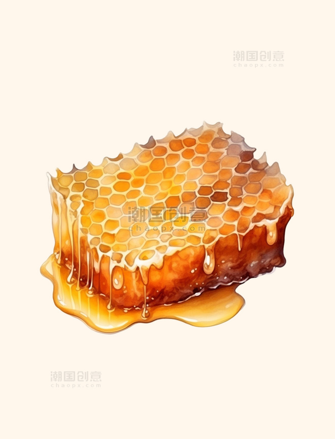 水彩蜂蜜美食免扣元素