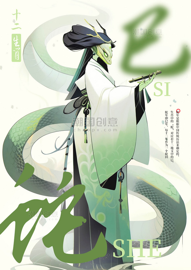 中国风海报蛇十二生肖国潮IP