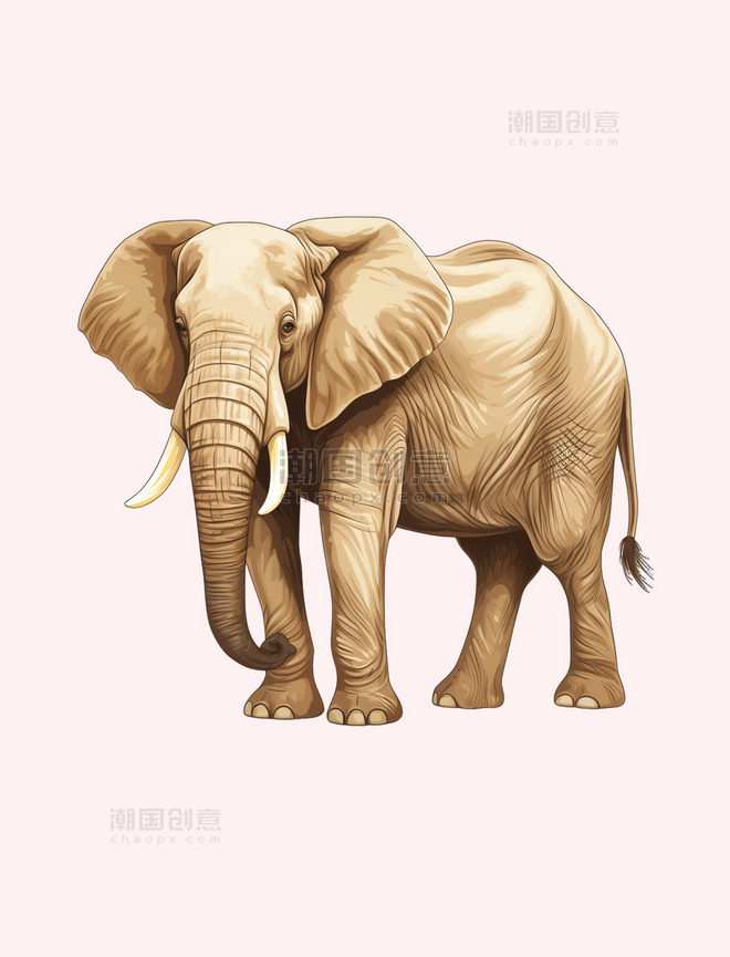 手绘写实大象