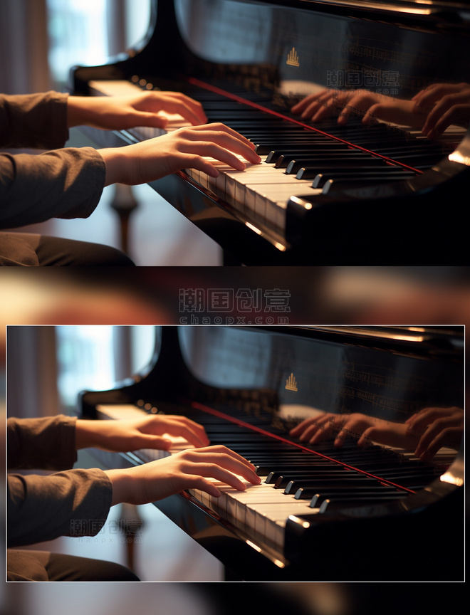 弹钢琴的人乐器摄影素材图音乐艺术培养学习教育