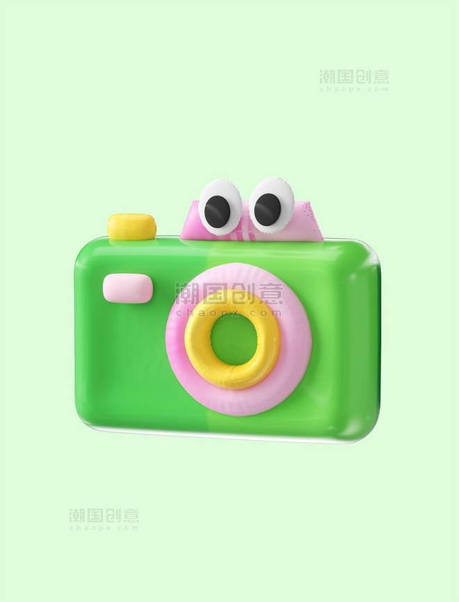 立体C4D绿色相机