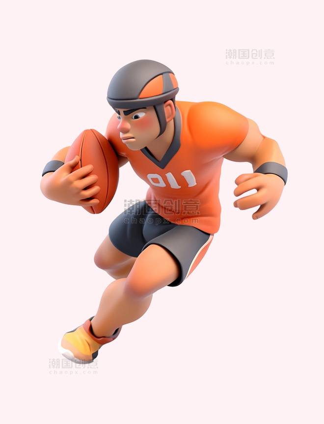 亚运会3D立体人物竞技比赛男子带橄榄球闪躲