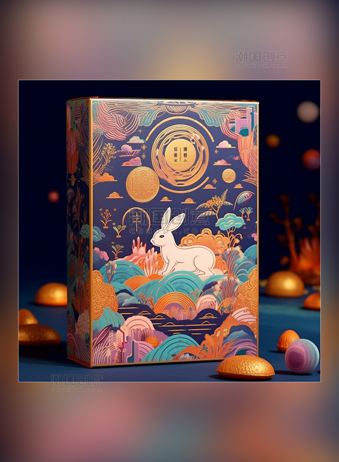 中秋节中国传统节日礼盒设计兔子月饼包装设计月饼包装