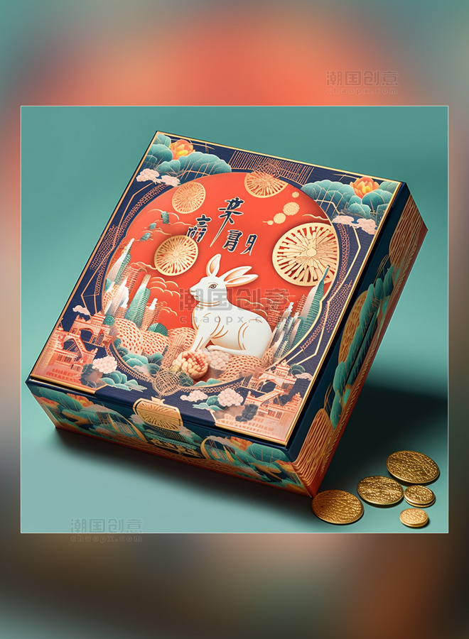 礼盒设计包装设计月饼包装兔子月饼中秋节中国传统节日