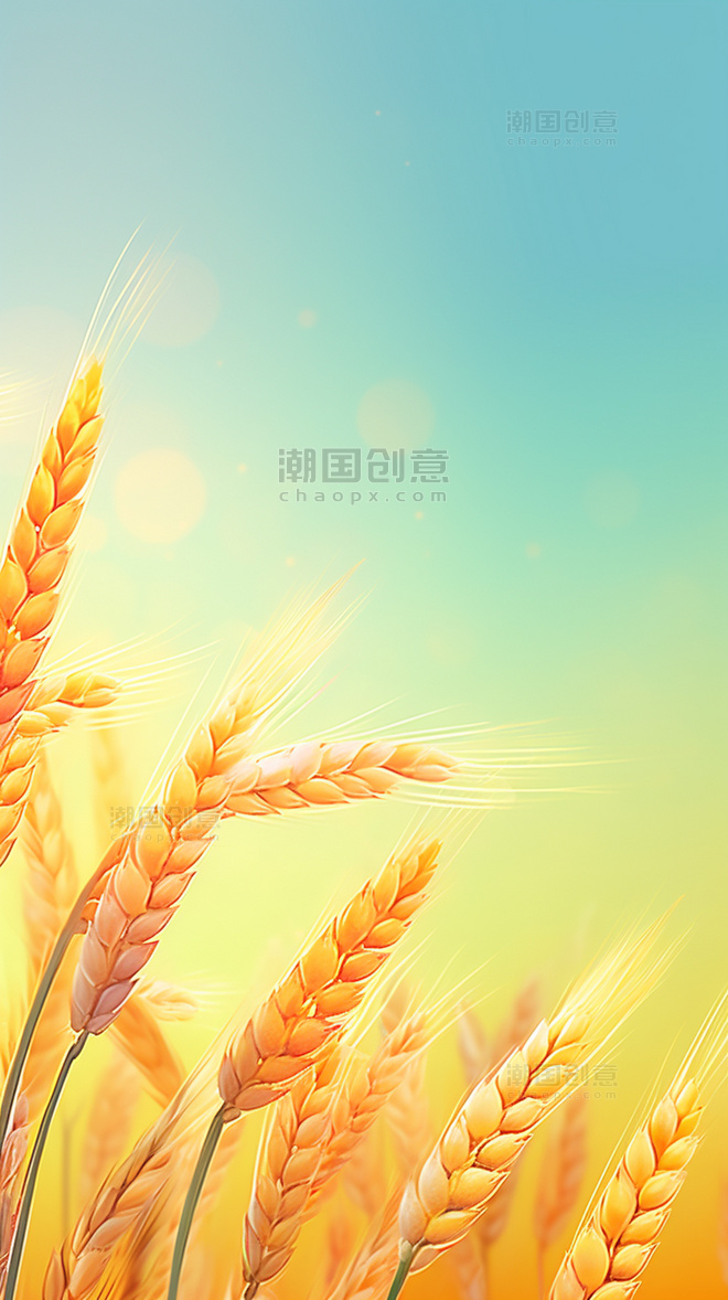 二十四节气立秋节气成熟的麦穗麦子背景