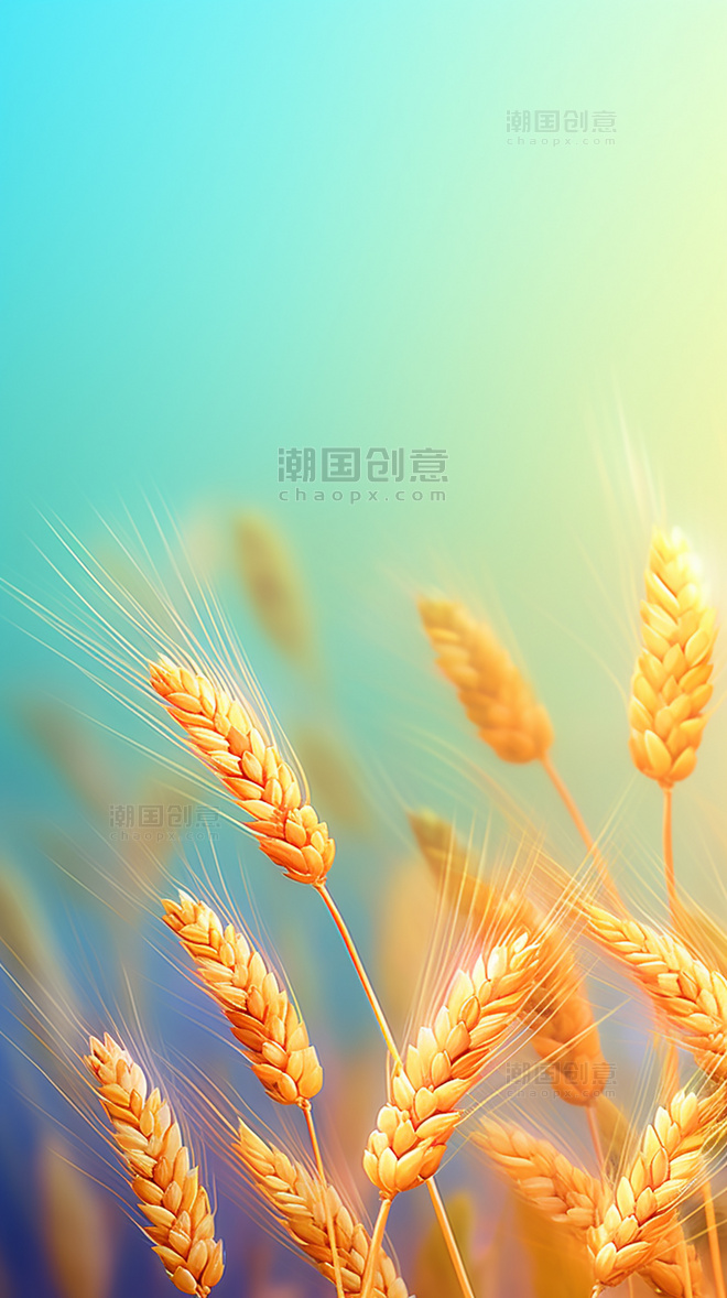 立秋节气麦子成熟的麦穗