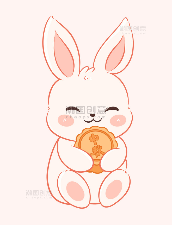 小白兔吃月饼元素