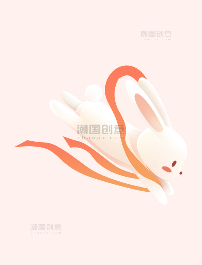 中秋国庆中国风玉兔手绘插画元素