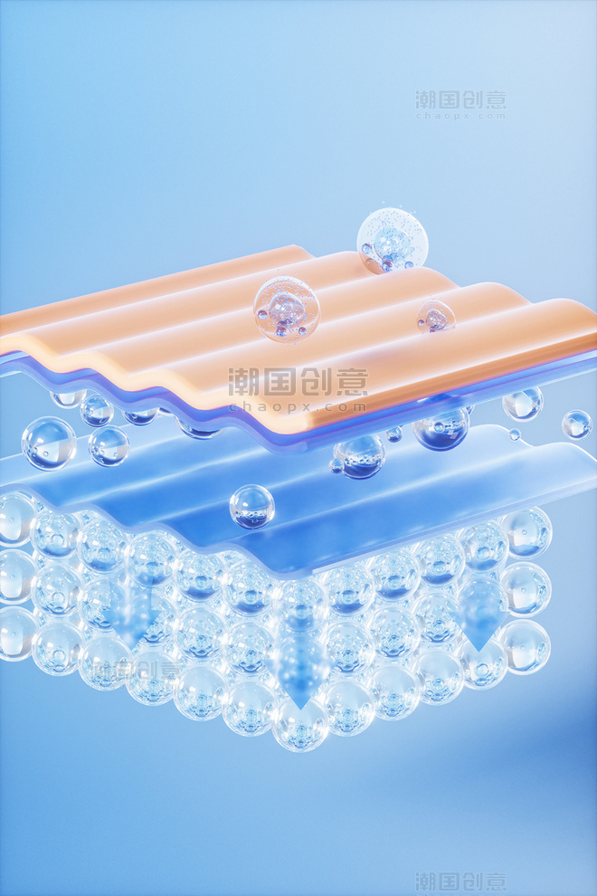 3D立体细胞分子泡泡美妆美业场景