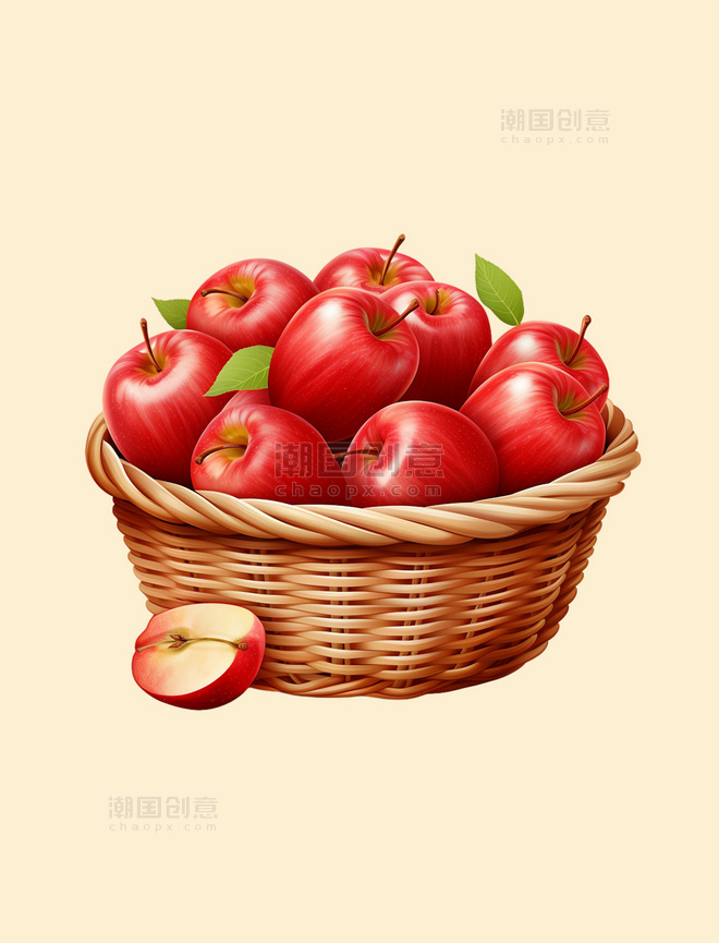 3D苹果果子果篮