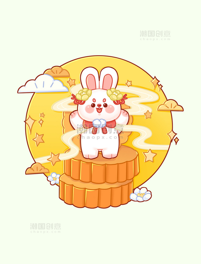 中秋节迎中秋庆国庆月饼兔子