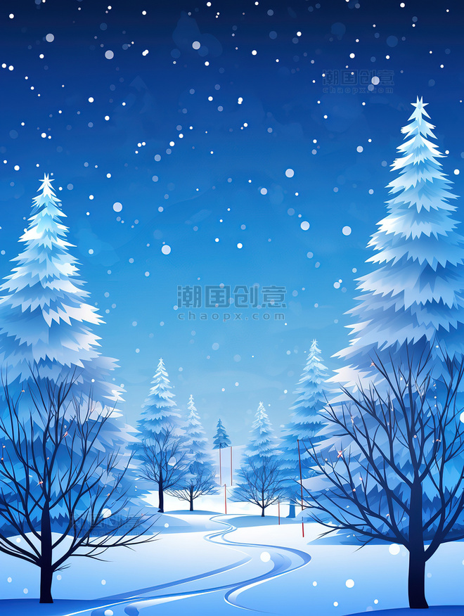 雪景雪地大雪节气海报冬天冬日树林森林圣诞节