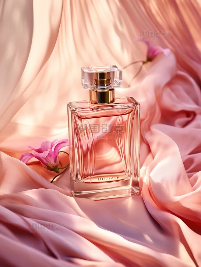 丝绸粉红色的香水背景